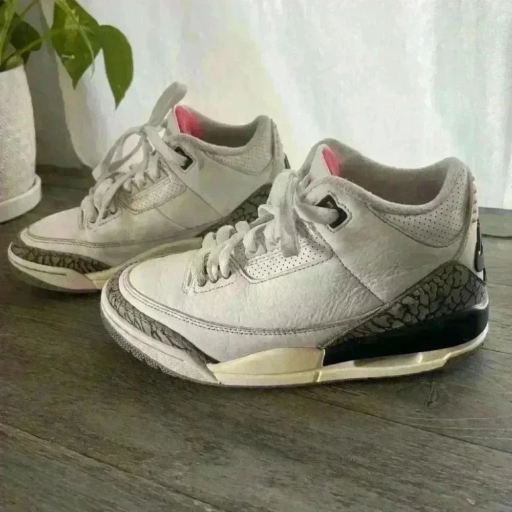 Nike Air Jordan 3 Reimagined Retro White Cement Lace Up Sneaker Kids 4